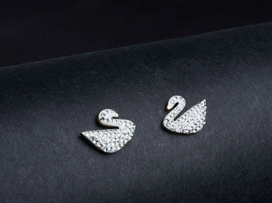 Swan Studs | White
